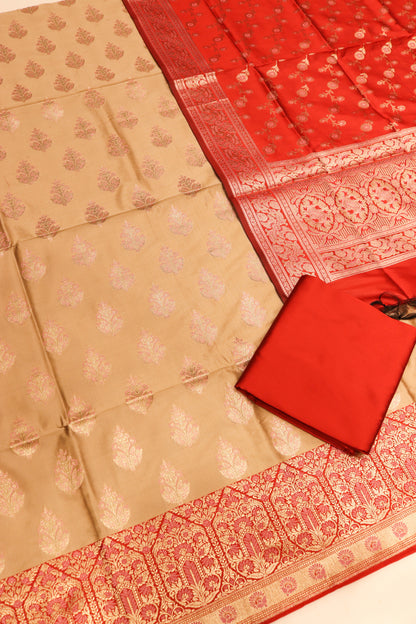 Contrast Meenakari Daaman Butti All Over Contrast Dupatta And Bottom-Red