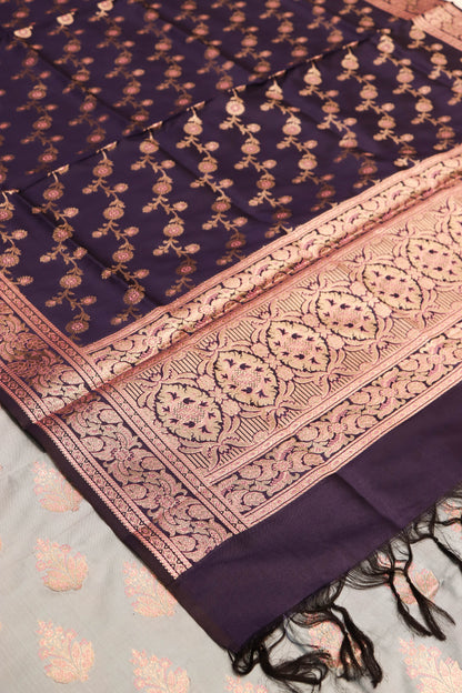 Contrast Meenakari Daaman Butti All Over Contrast Dupatta And Bottom-Purple