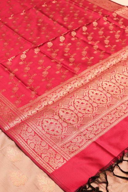 Contrast Meenakari Daaman Butti All Over Contrast Dupatta And Bottom-Pink