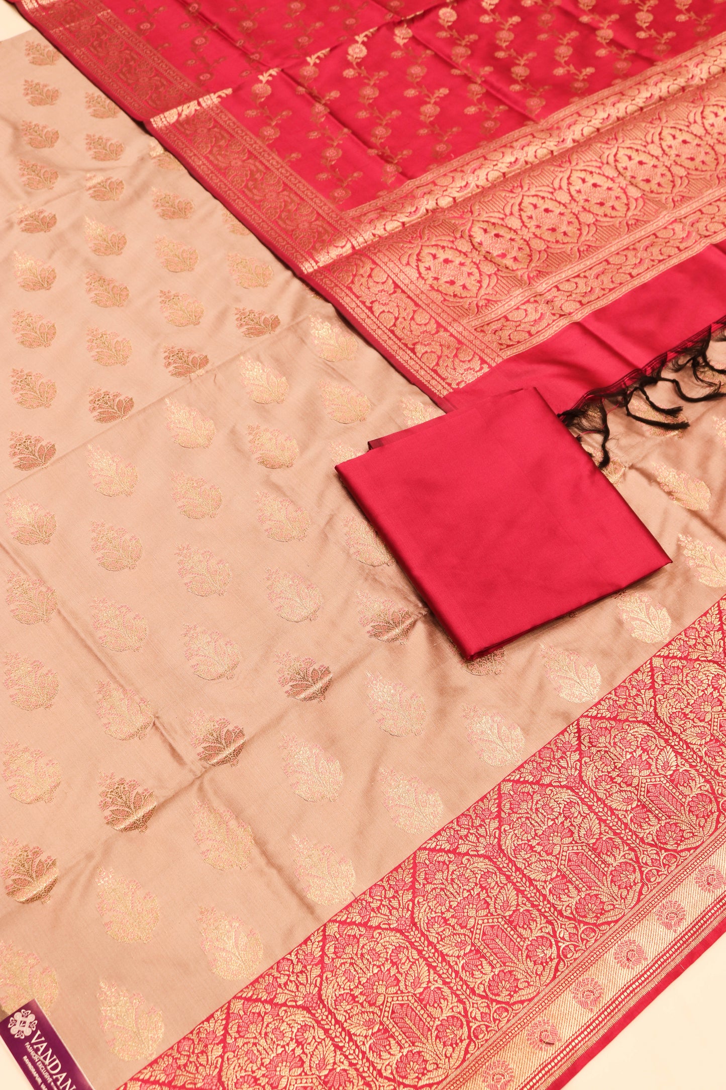 Contrast Meenakari Daaman Butti All Over Contrast Dupatta And Bottom-Pink