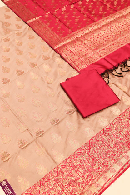 Contrast Meenakari Daaman Butti All Over Contrast Dupatta And Bottom-Pink