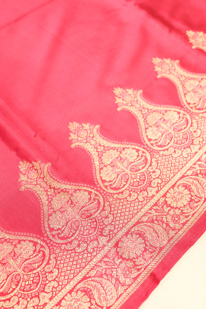 Plain Silk Suite With Weaving Daaman And Jaal Dupatta-Pink