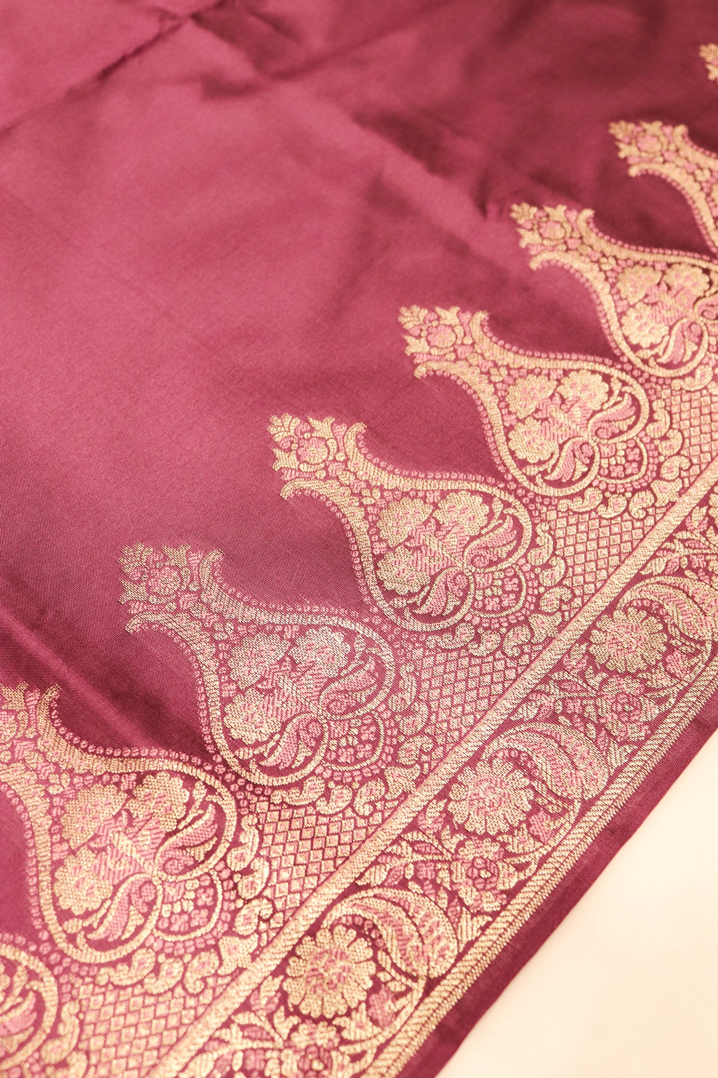 Plain Silk Suite With Weaving Daaman And Jaal Dupatta-Wine