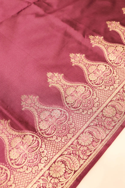 Plain Silk Suite With Weaving Daaman And Jaal Dupatta-Wine