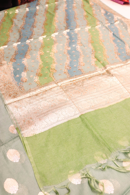 Alfi Butti Suite With Banarasi Rangkaat Dupatta And Bottom-Green