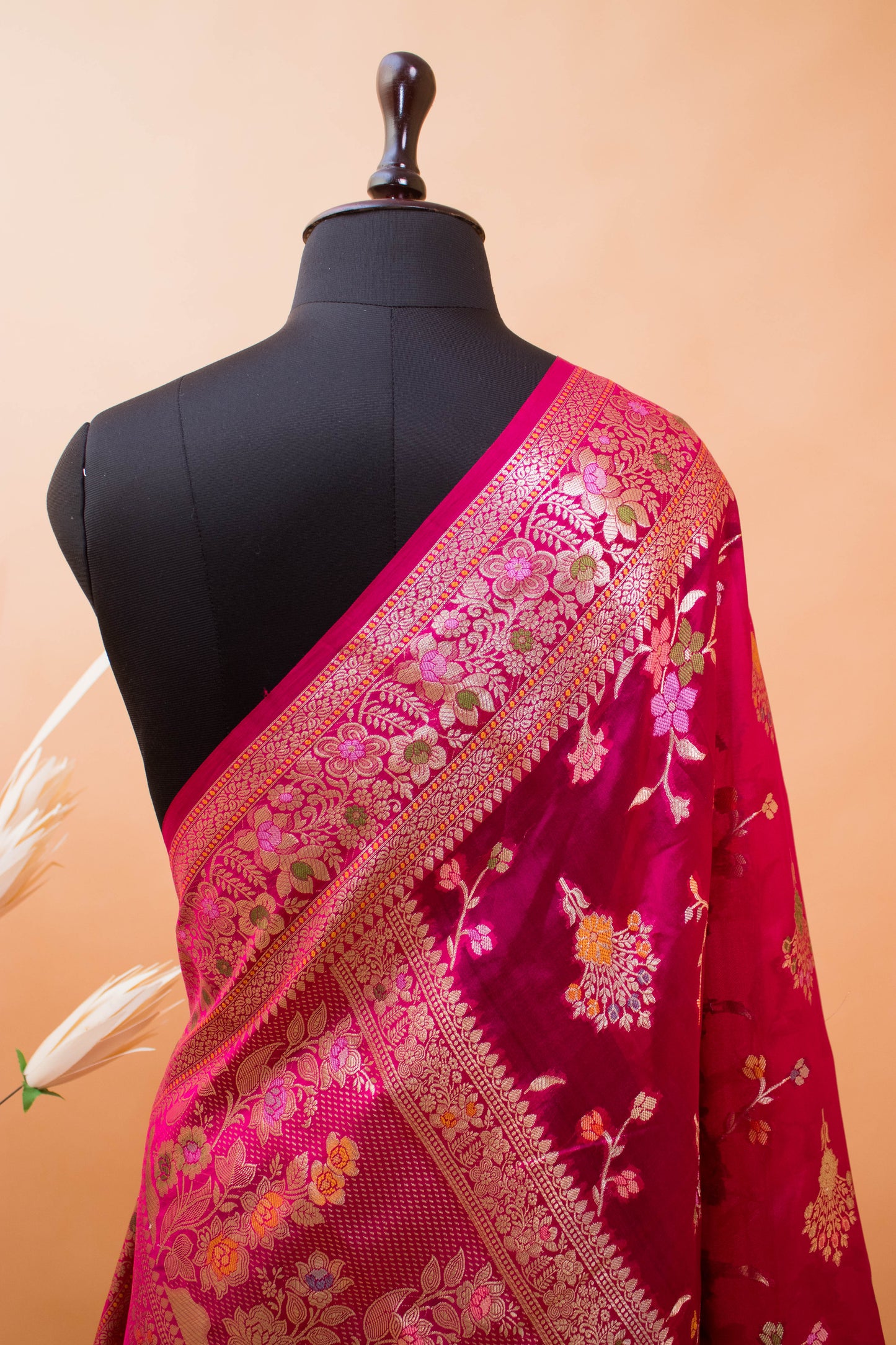 Meenakari Jaal And Butti All Over In Pure Dupion Silk Pink