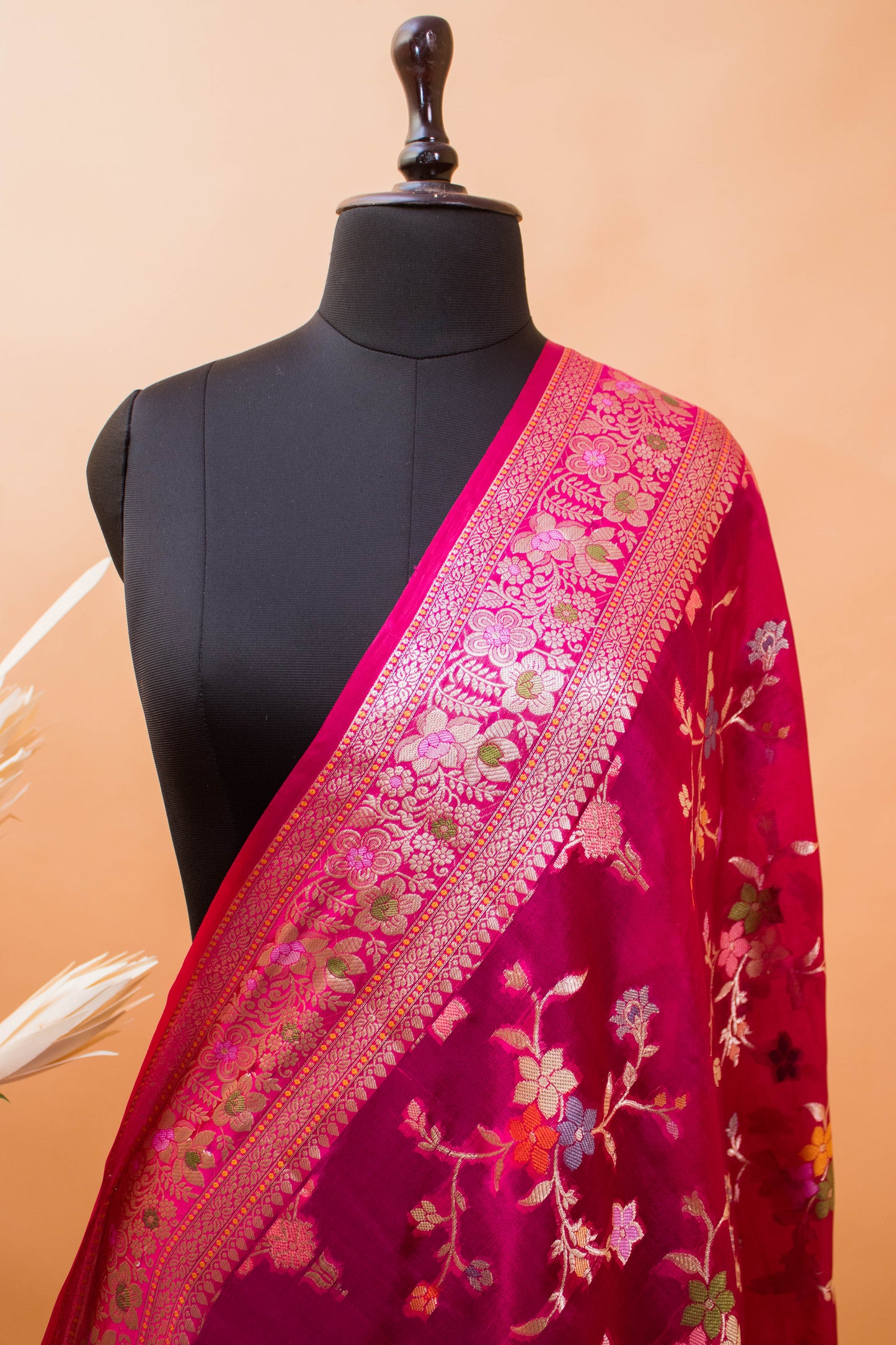 Meenakari Jaal And Butti All Over In Pure Dupion Silk Pink