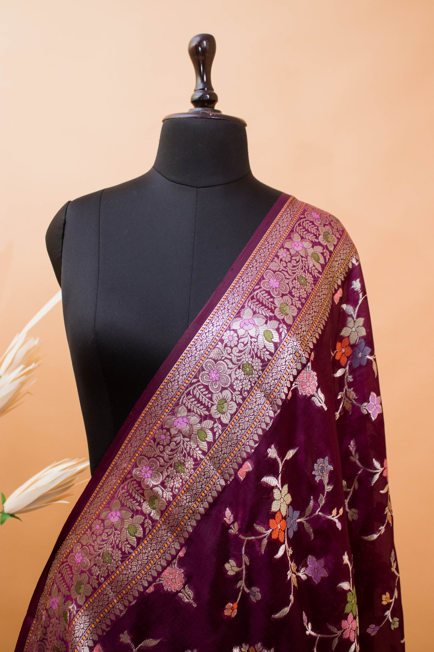 Meenakari Jaal And Butti All Over In Pure Dupion Silk Piurple