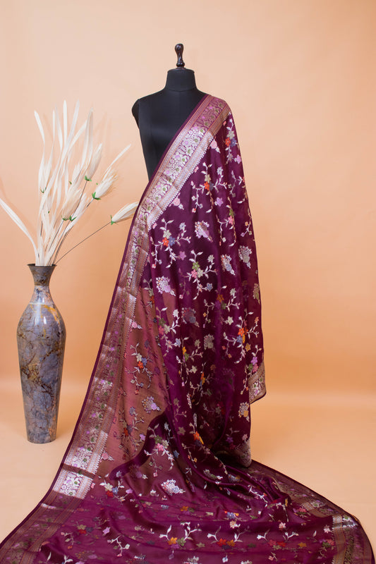 Meenakari Jaal And Butti All Over In Pure Dupion Silk Piurple