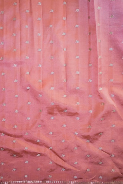 Thin Border Beautifull Flower Motif All Over In Pure Banarasi Silk Pink