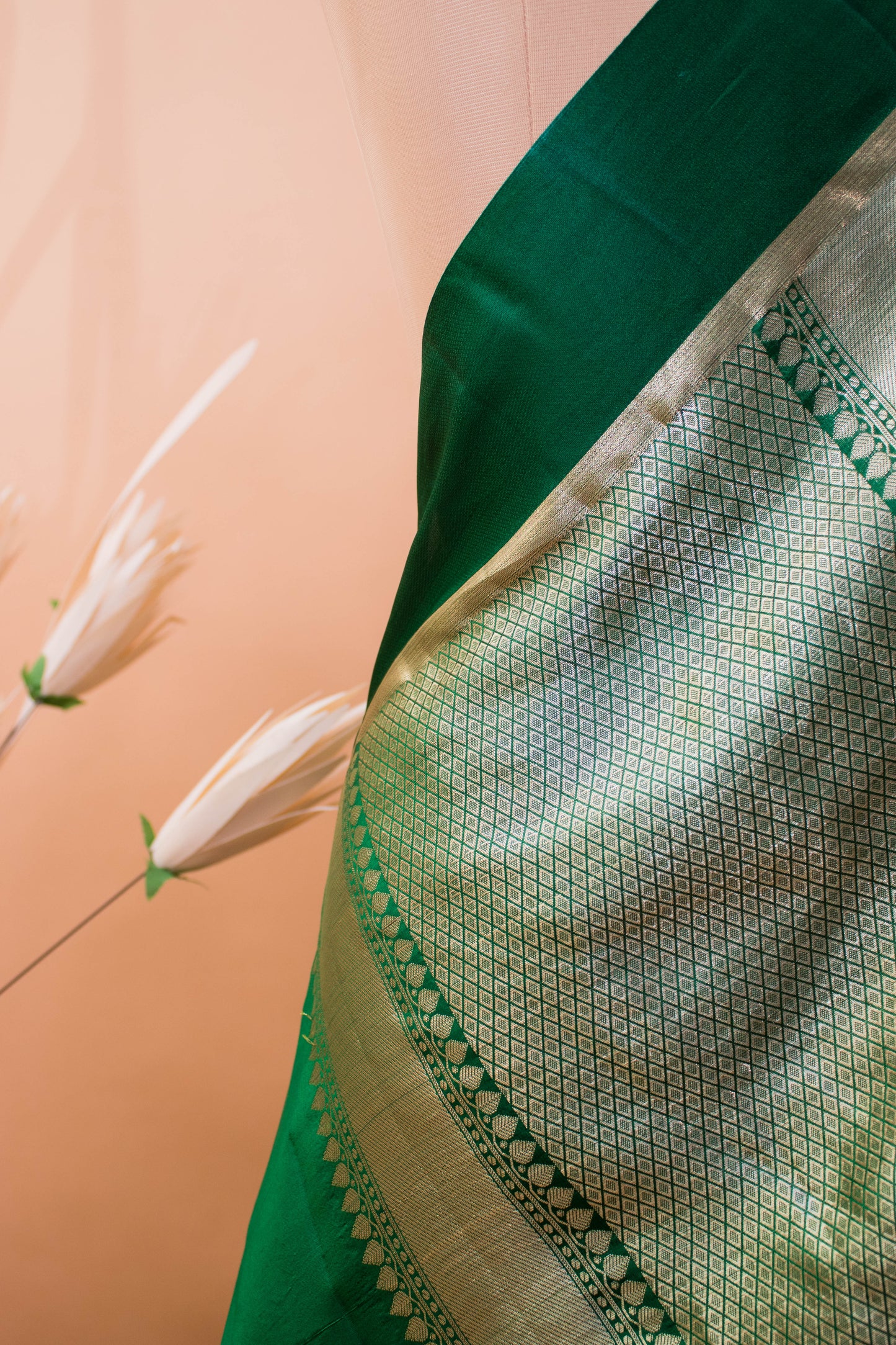 Contemporary Meenakari Motif In Pure Silk Green