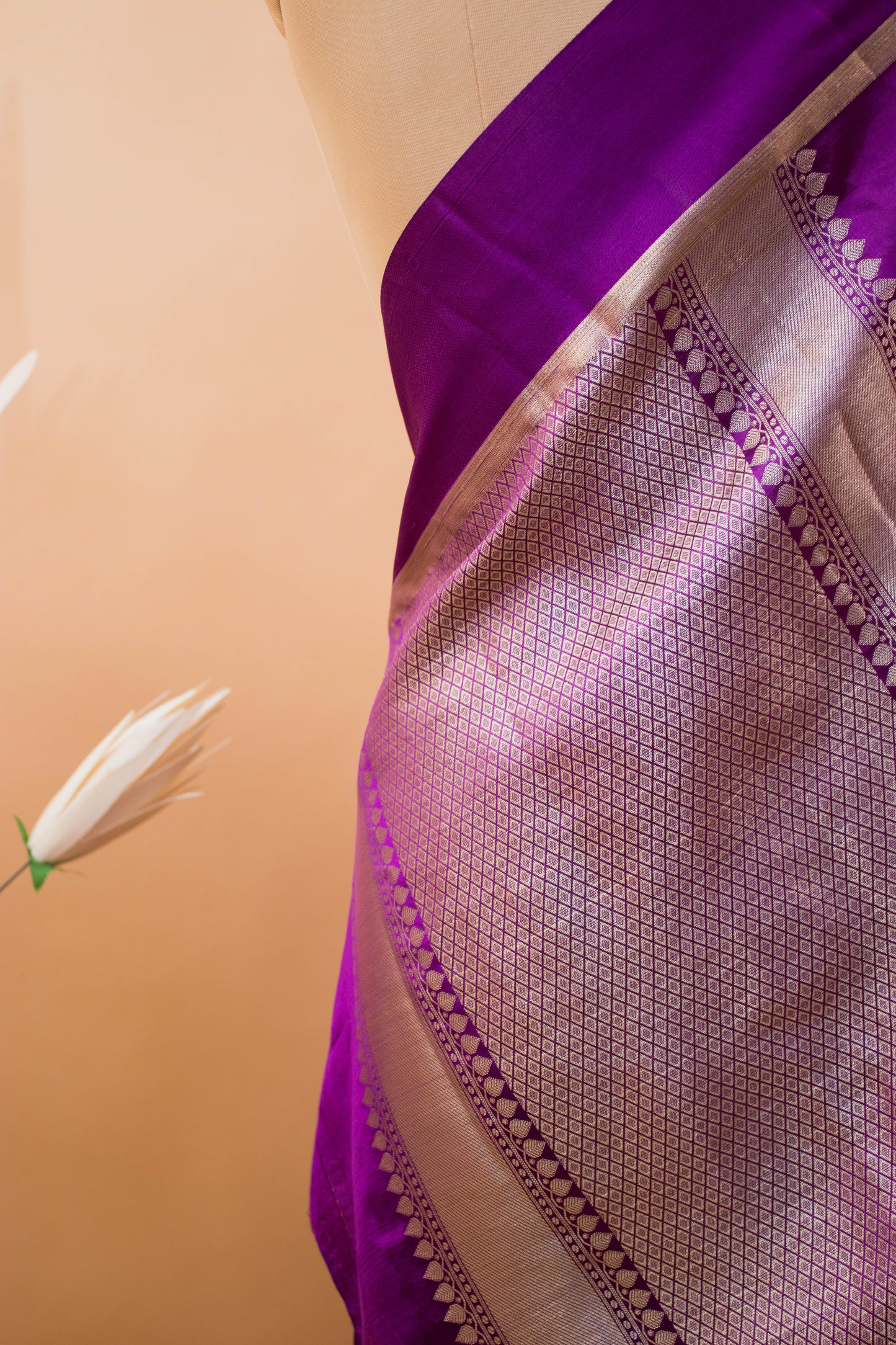 Contemporary Meenakari Motif In Pure Silk Purple