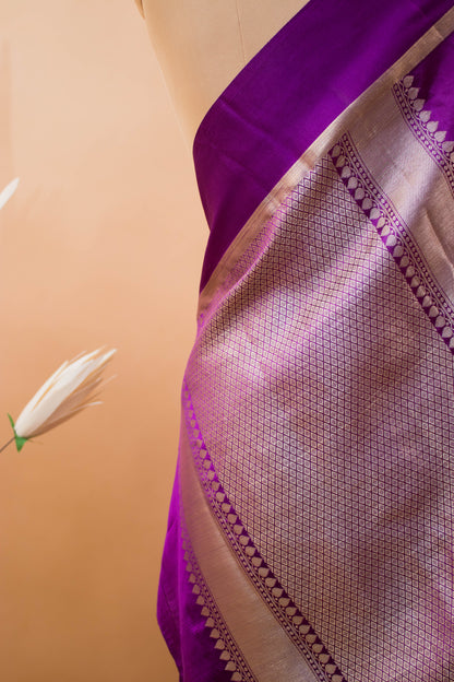 Contemporary Meenakari Motif In Pure Silk Purple