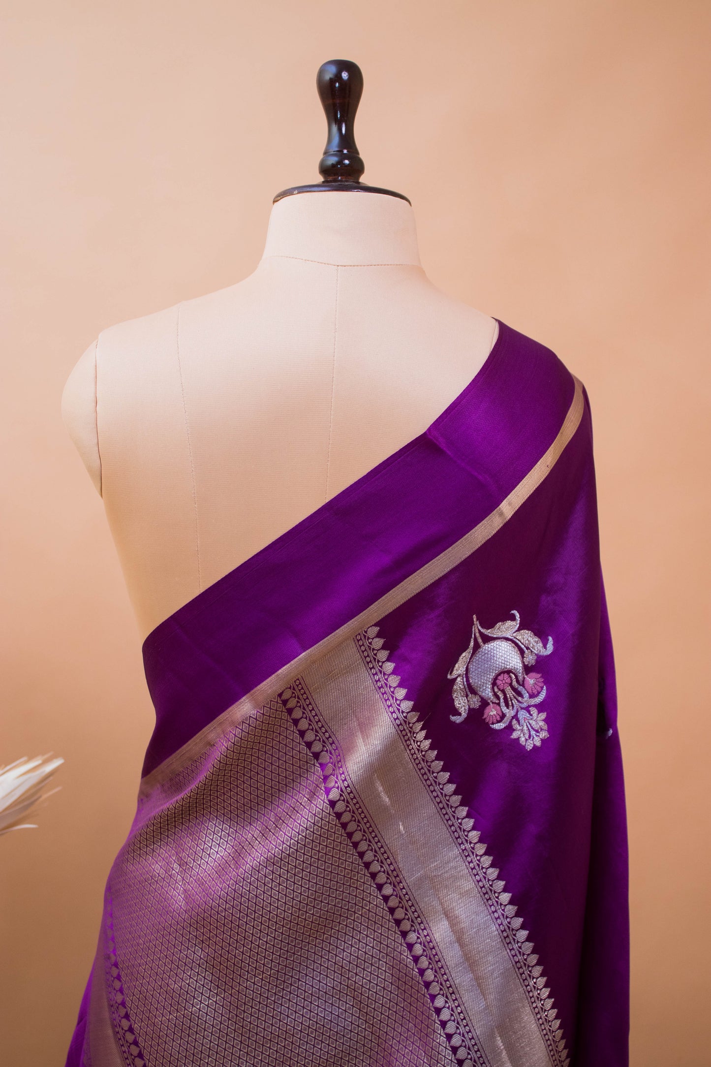 Contemporary Meenakari Motif In Pure Silk Purple