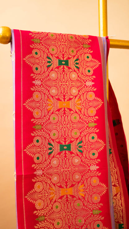 Contrast Meenakari Border And Butti Weaving In Banarasi Silk-Purple