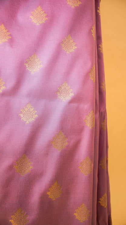 Contrast Meenakari Border And Butti Weaving In Banarasi Silk-Purple