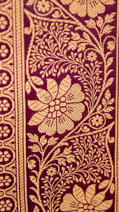 Mashru Silk Thin Butti And Border Weaving-Wine