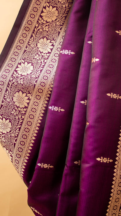 Mashru Silk Thin Butti And Border Weaving-Wine