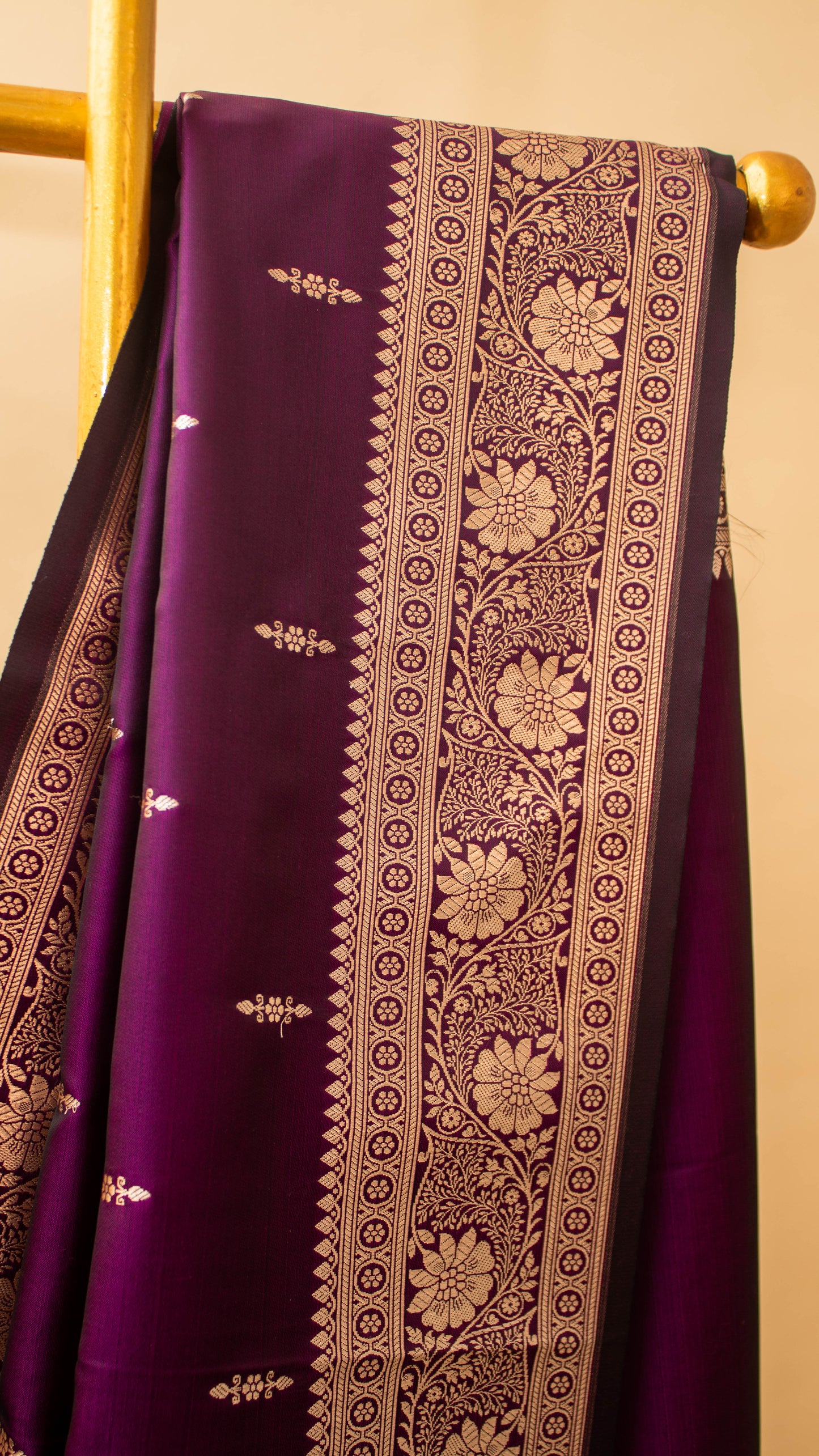 Mashru Silk Thin Butti And Border Weaving-Wine