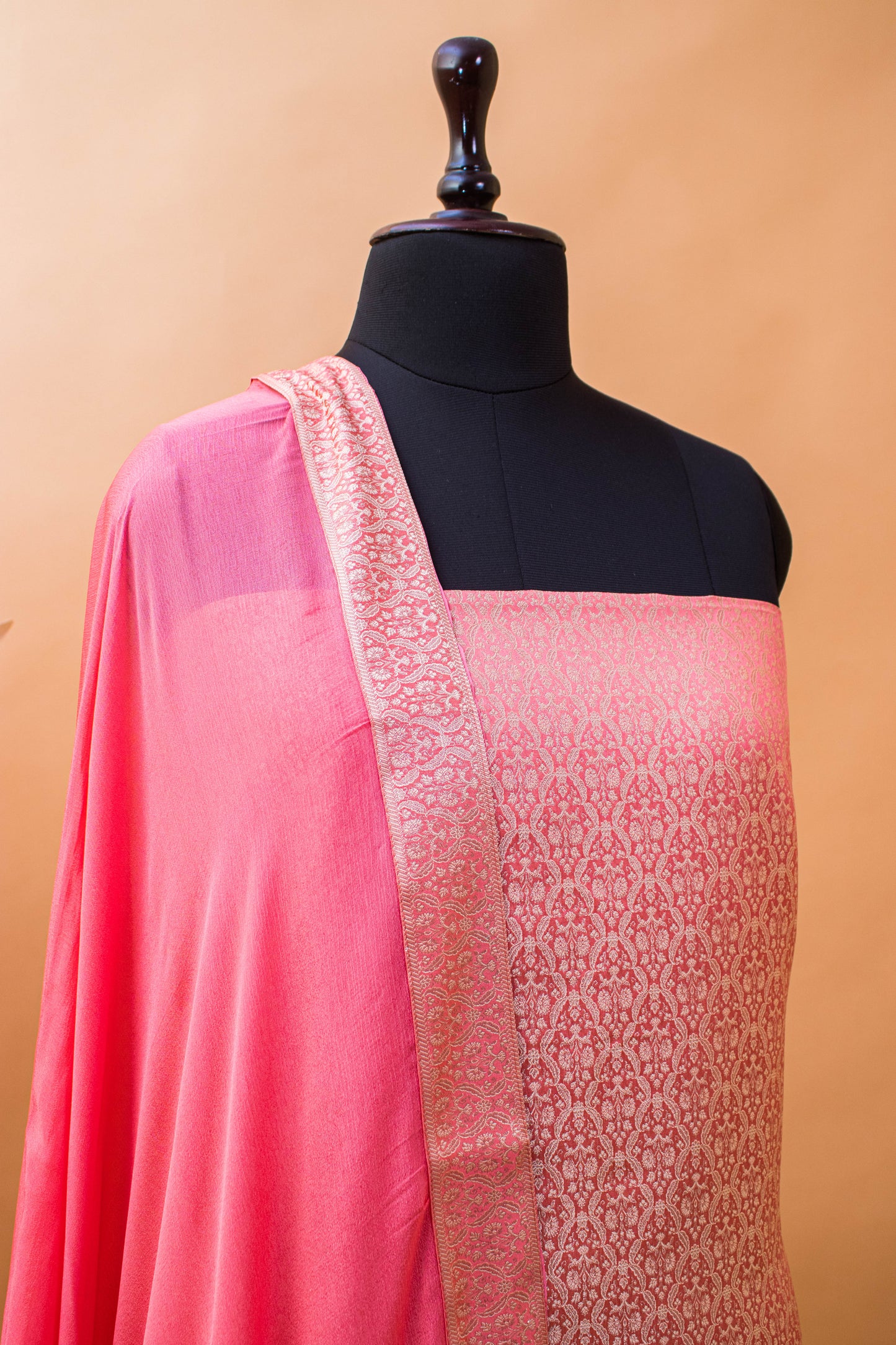 Banarasi Tanchui Weaving Suite Fabric With Georgette Dupatta-Pink