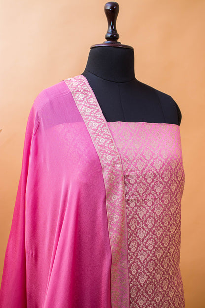 Banarasi Tanchui Weaving Suite Fabric With Georgette Dupatta-Purple