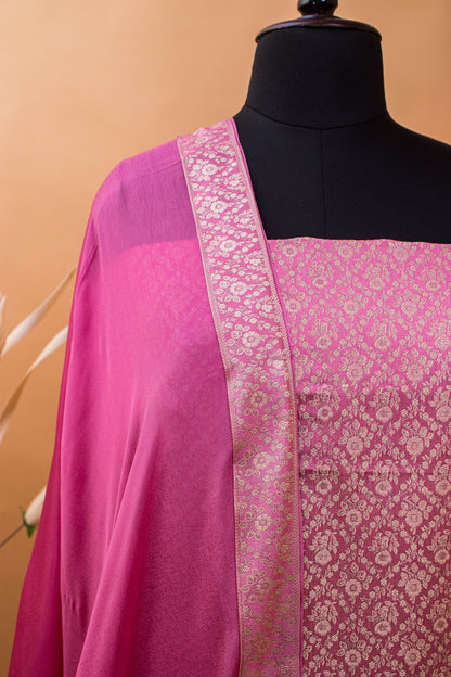 Banarasi Tanchui Weaving Suite Fabric With Georgette Dupatta-Purple