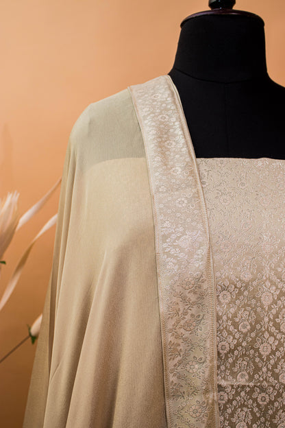 Banarasi Tanchui Weaving Suite Fabric With Georgette Dupatta-Green