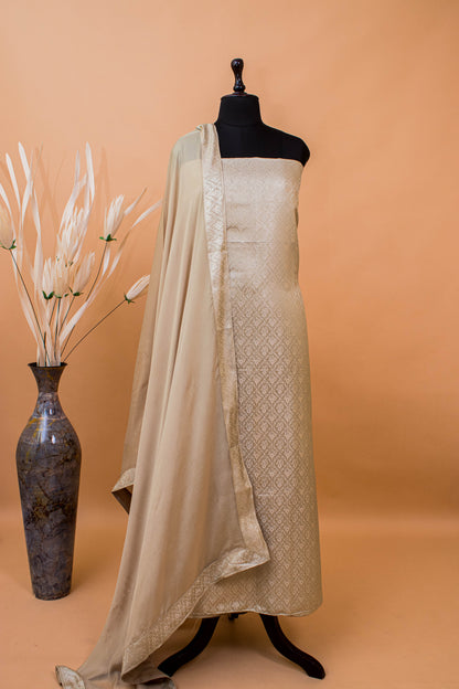 Banarasi Tanchui Weaving Suite Fabric With Georgette Dupatta-Green