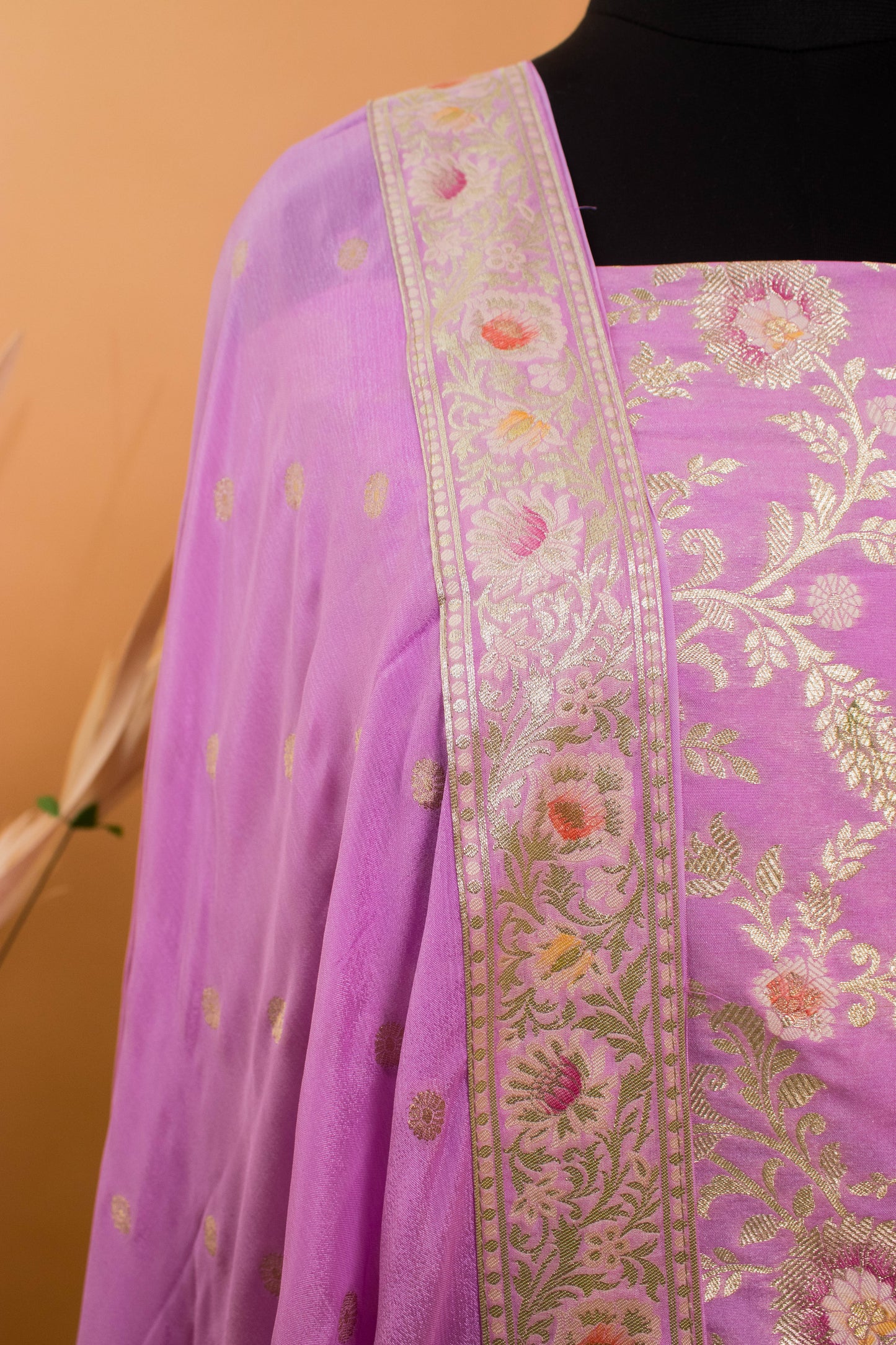 Banarasi Meenakari Jaal Weaving Suit Fabric With Georgette Dupatta-Purple