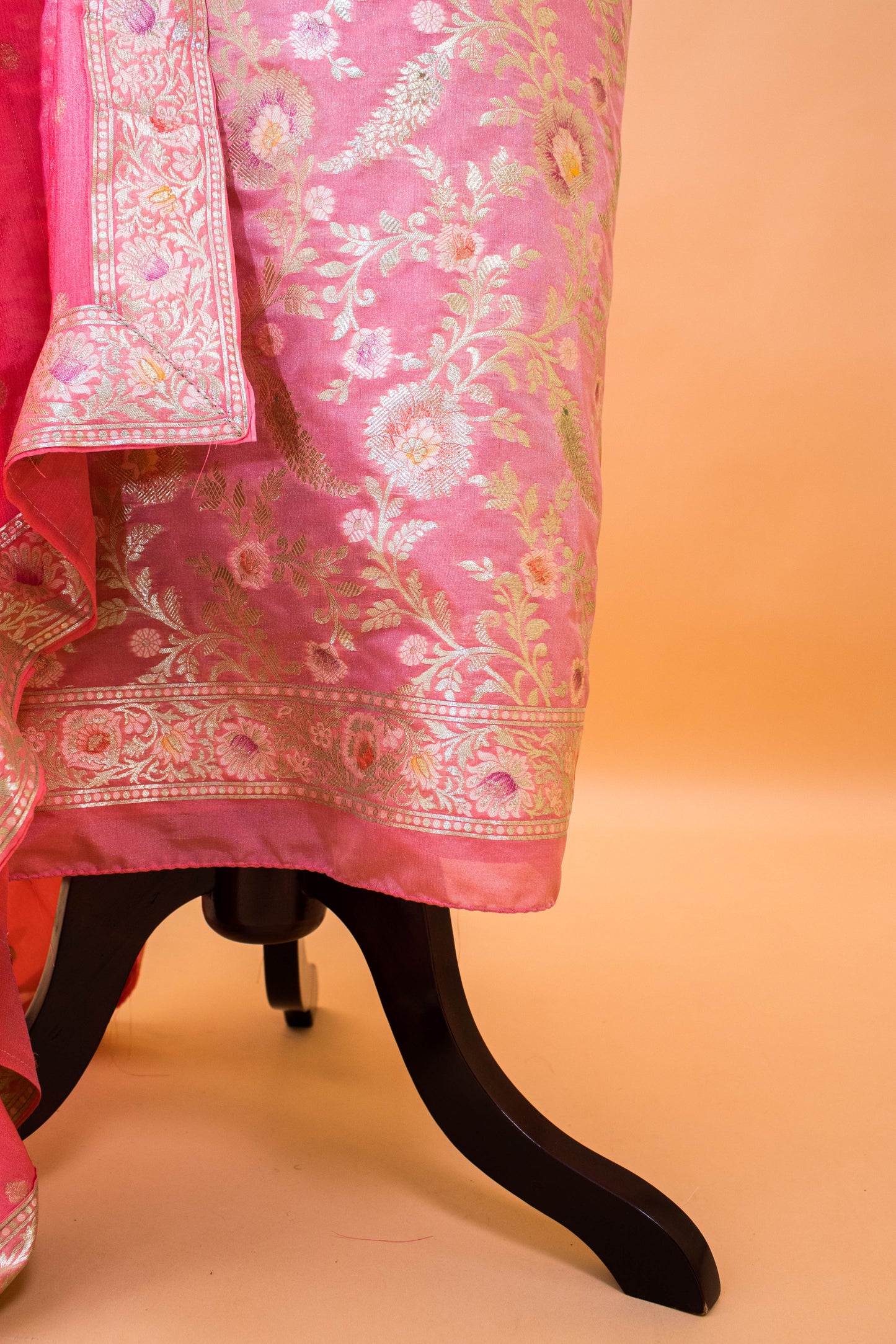 Banarasi Meenakari Jaal Weaving Suit Fabric With Georgette Dupatta-Pink