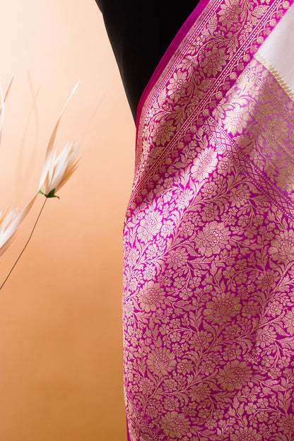 Traditional Banarasi Rangkaat Weaving With Contrast Border And Pallu-Multi Color