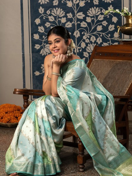 Handloom Banarasi Rangkaat Weaving Saree In Pure Silk-Multi Color