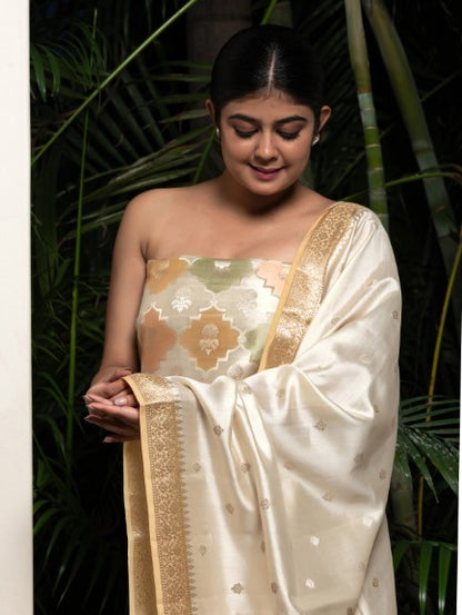 Handloom Banarasi Rangkaat Weaving Suit Fabric With Small Butti Dupatta Multi Color