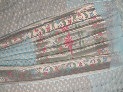 Paithni Boarder And Pallu On Georgette Khaddi Fabric Saree - Blue