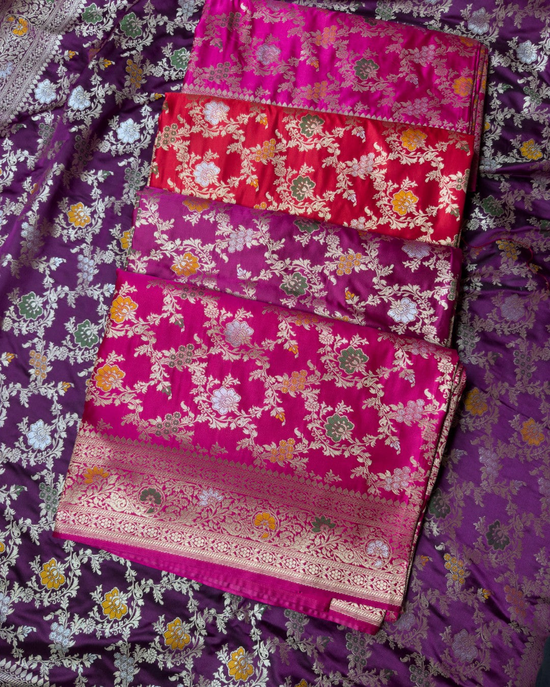 Traditional Banarasi Meenakari Jaal In Satin Silk Fabric Saree - Purple