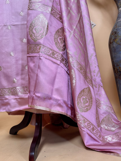 Small Butti Weaved Suit Fabric With Resham Tanchui Dupatta And Bottom -Pink