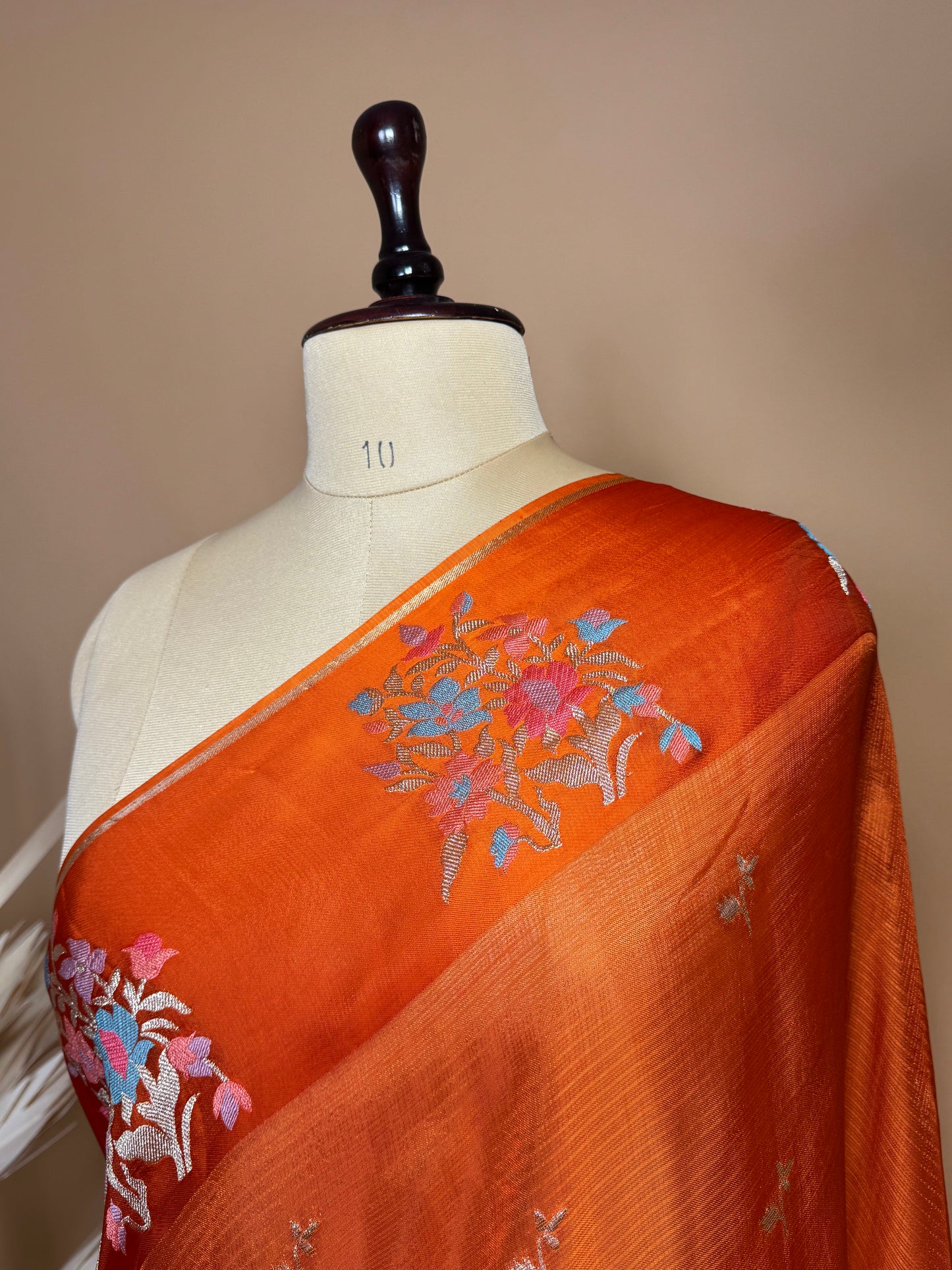 Contemporary Weaved Meenakari Border In Kota Silk Fabric Saree - Orange