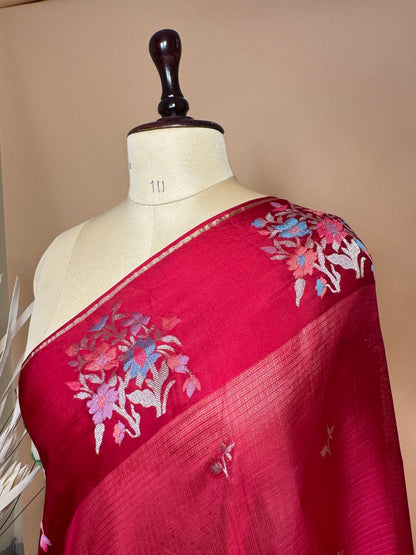 Contemporary Weaved Meenakari Border In Kota Silk Fabric Saree - Pink