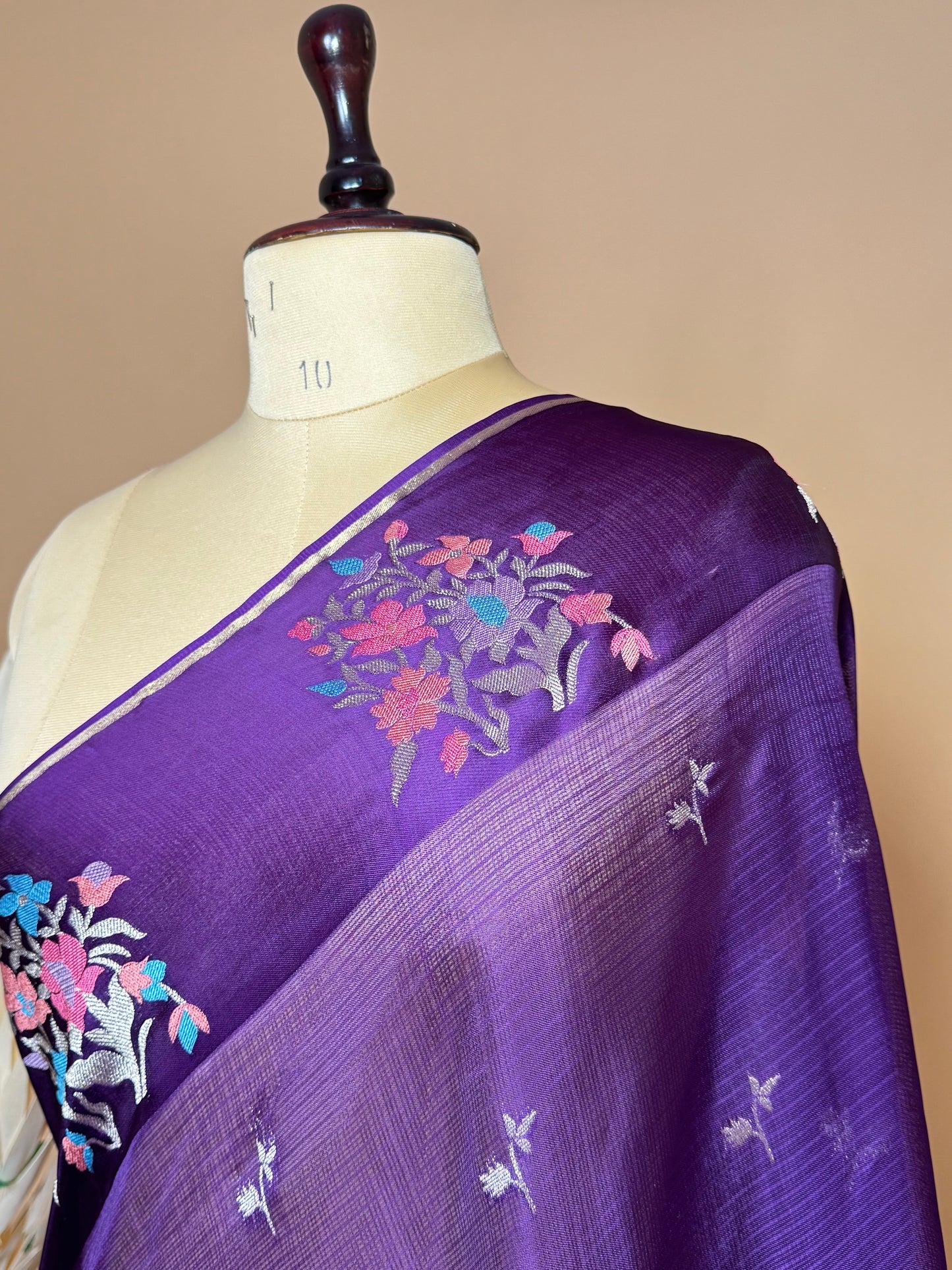 Contemporary Weaved Meenakari Border In Kota Silk Fabric Saree - Purple