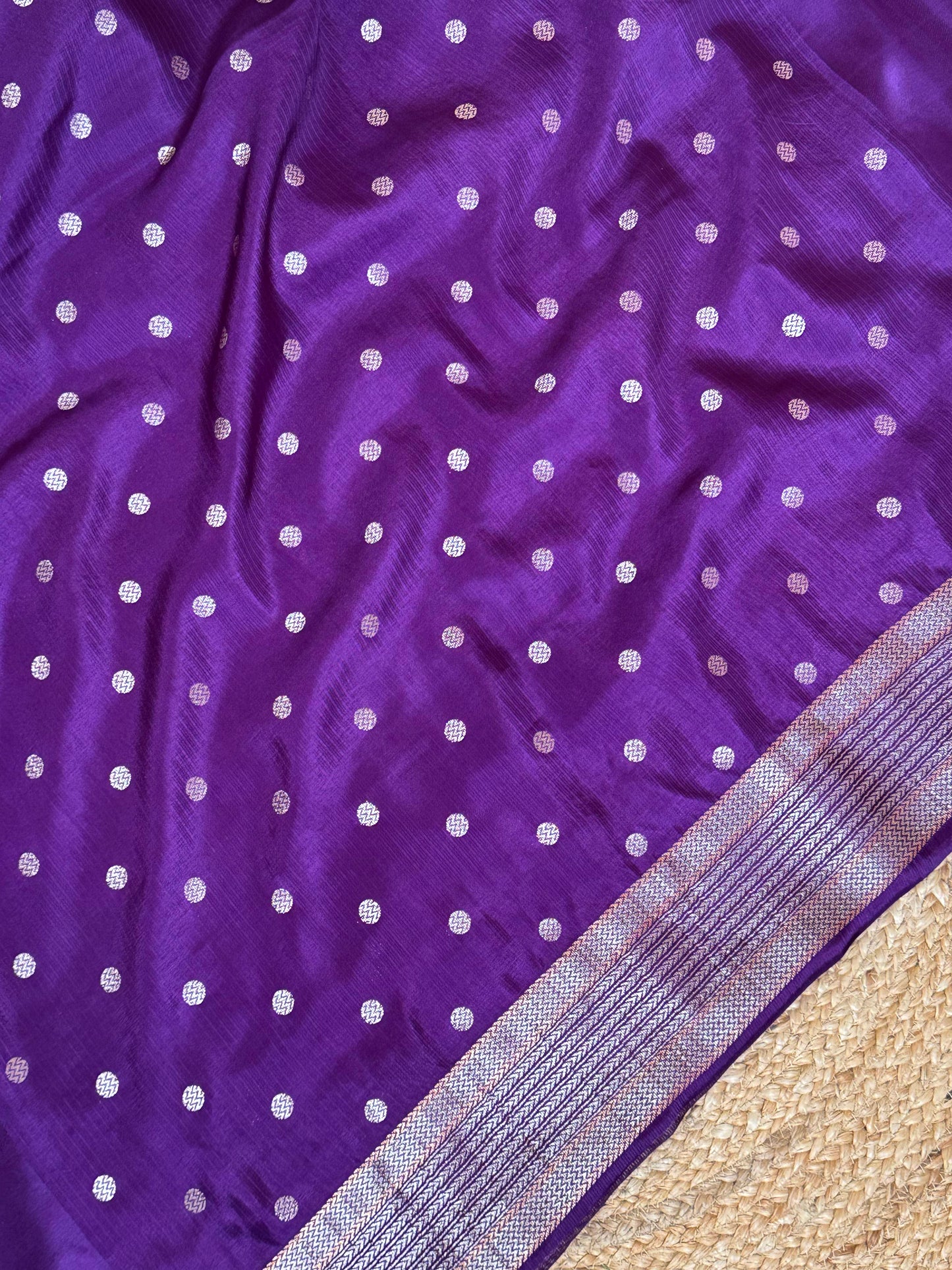 Contemporary Weaved Meenakari Border In Kota Silk Fabric Saree - Purple