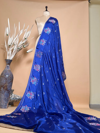Contemporary Weaved Meenakari Border In Kota Silk Fabric Saree - Blue