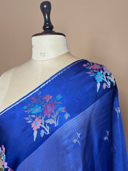 Contemporary Weaved Meenakari Border In Kota Silk Fabric Saree - Blue