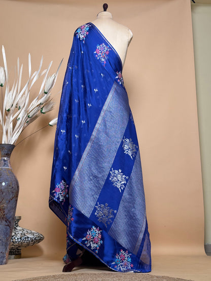 Contemporary Weaved Meenakari Border In Kota Silk Fabric Saree - Blue