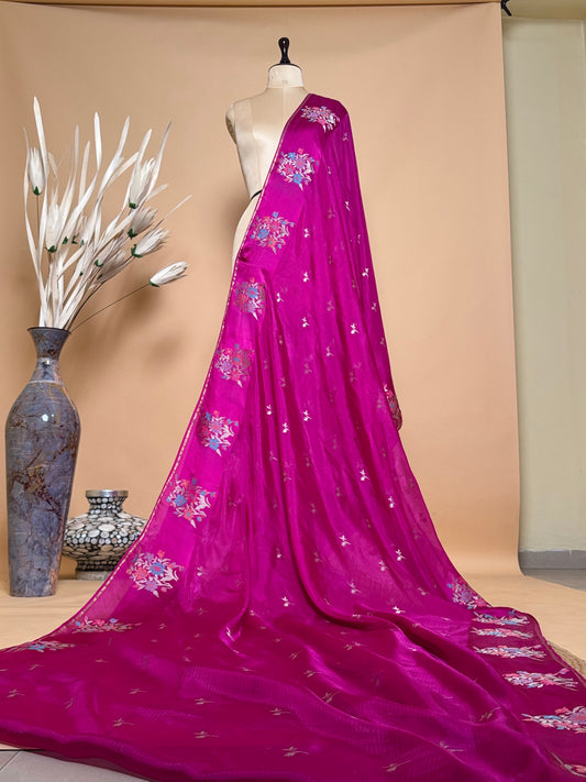 Contemporary Weaved Meenakari Border In Kota Silk Fabric Saree - Wine
