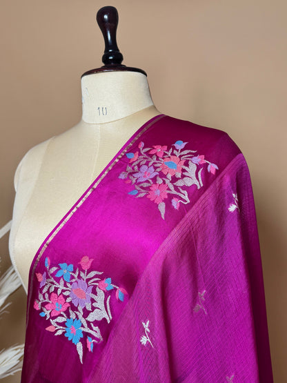 Contemporary Weaved Meenakari Border In Kota Silk Fabric Saree - Wine