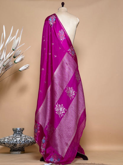Contemporary Weaved Meenakari Border In Kota Silk Fabric Saree - Wine