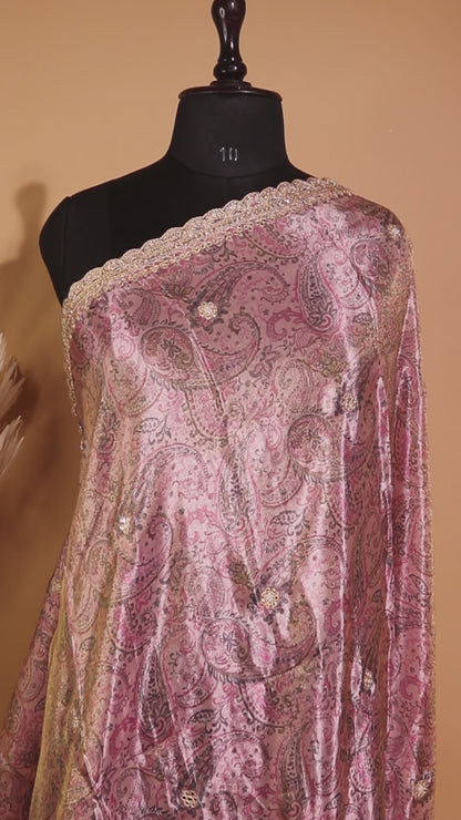 Contemporary Printed Saree With Handwork