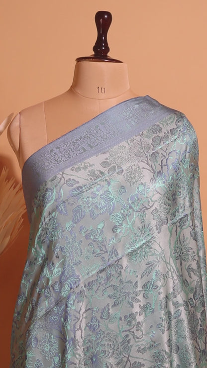 Handloom Banarasi Resham Tanchui In Pure Silk Saree- Blue