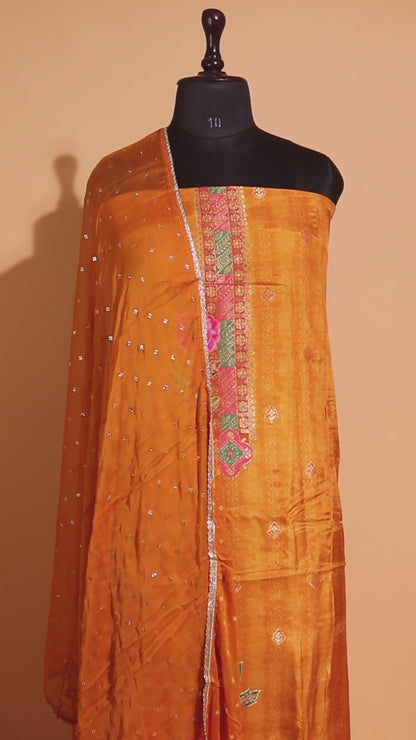 Pashmina Style Weaving In Pure Munga Silk Banarasi Unstitched Suit