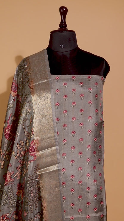 Pure Silk Pichwai Style Printed Unstitched Suit
